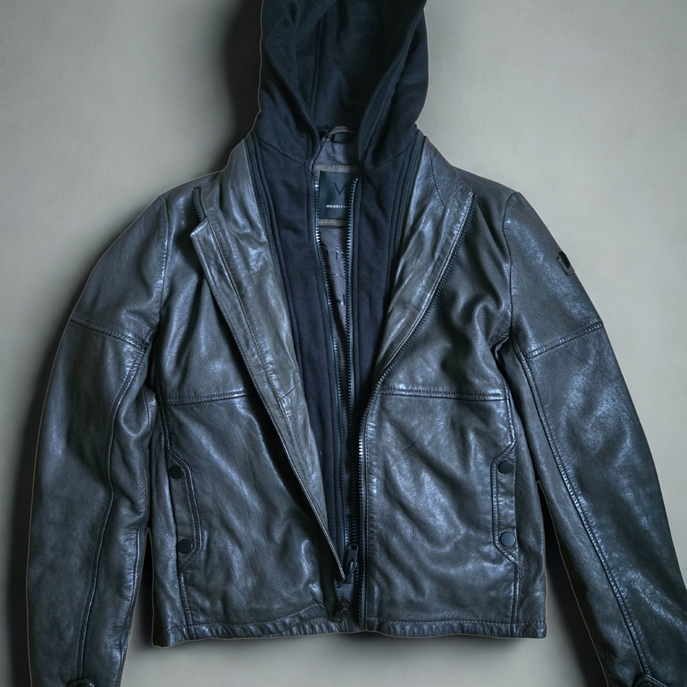 Black Bomber Jacket with Hood and Smooth Finish